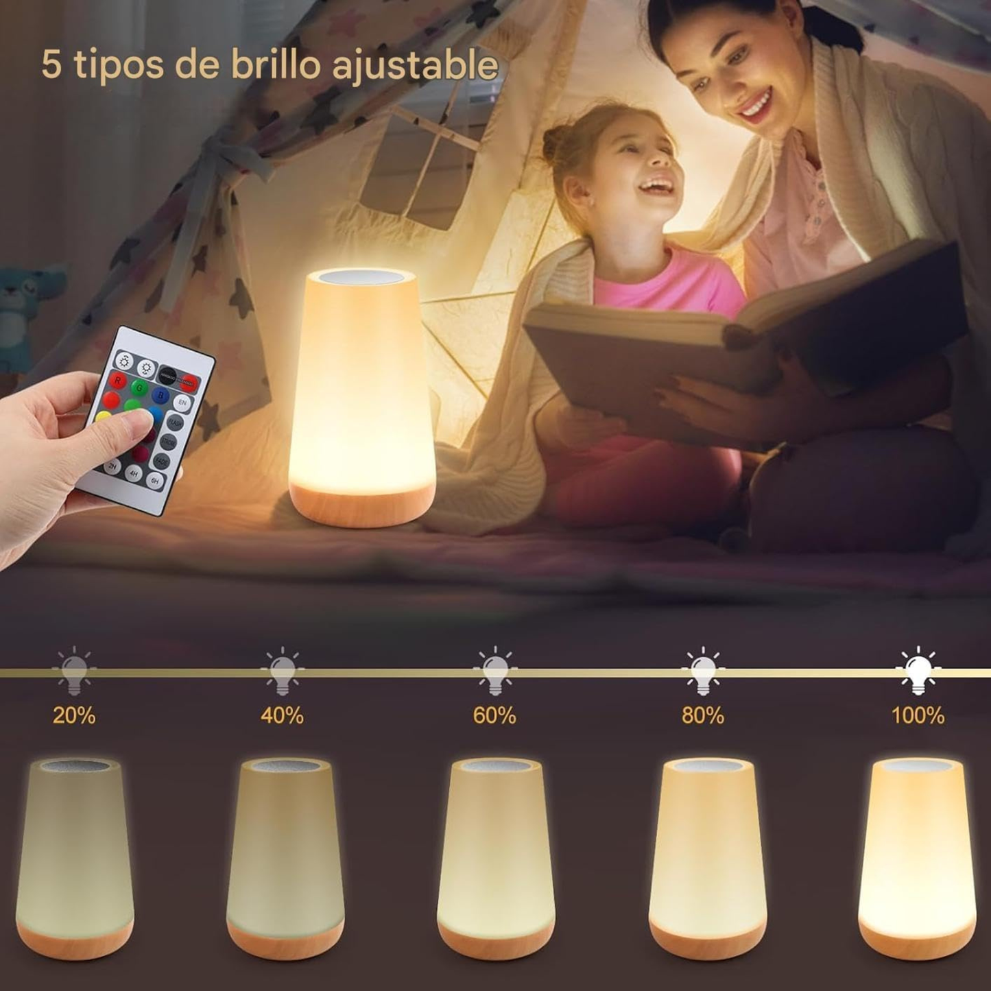 Lámpara de mesa táctil y recargable