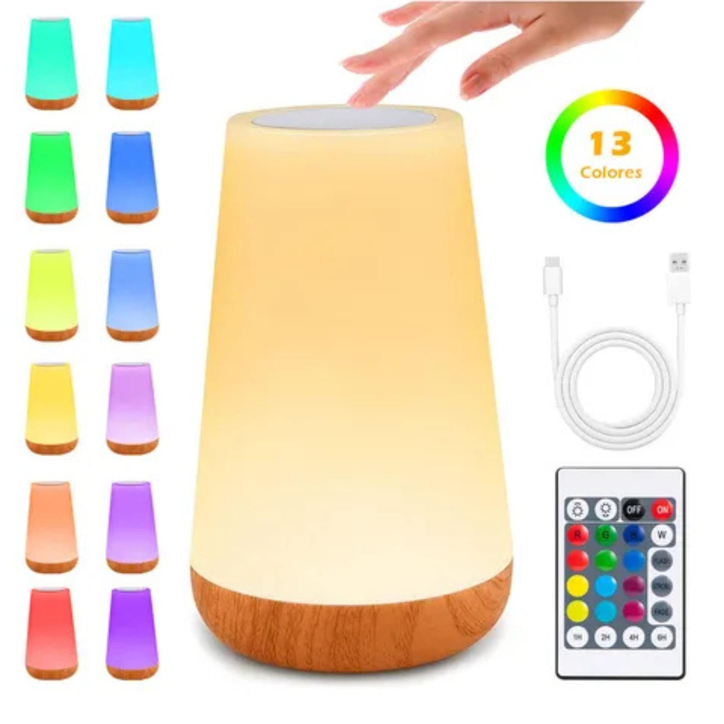 Lámpara de mesa táctil y recargable